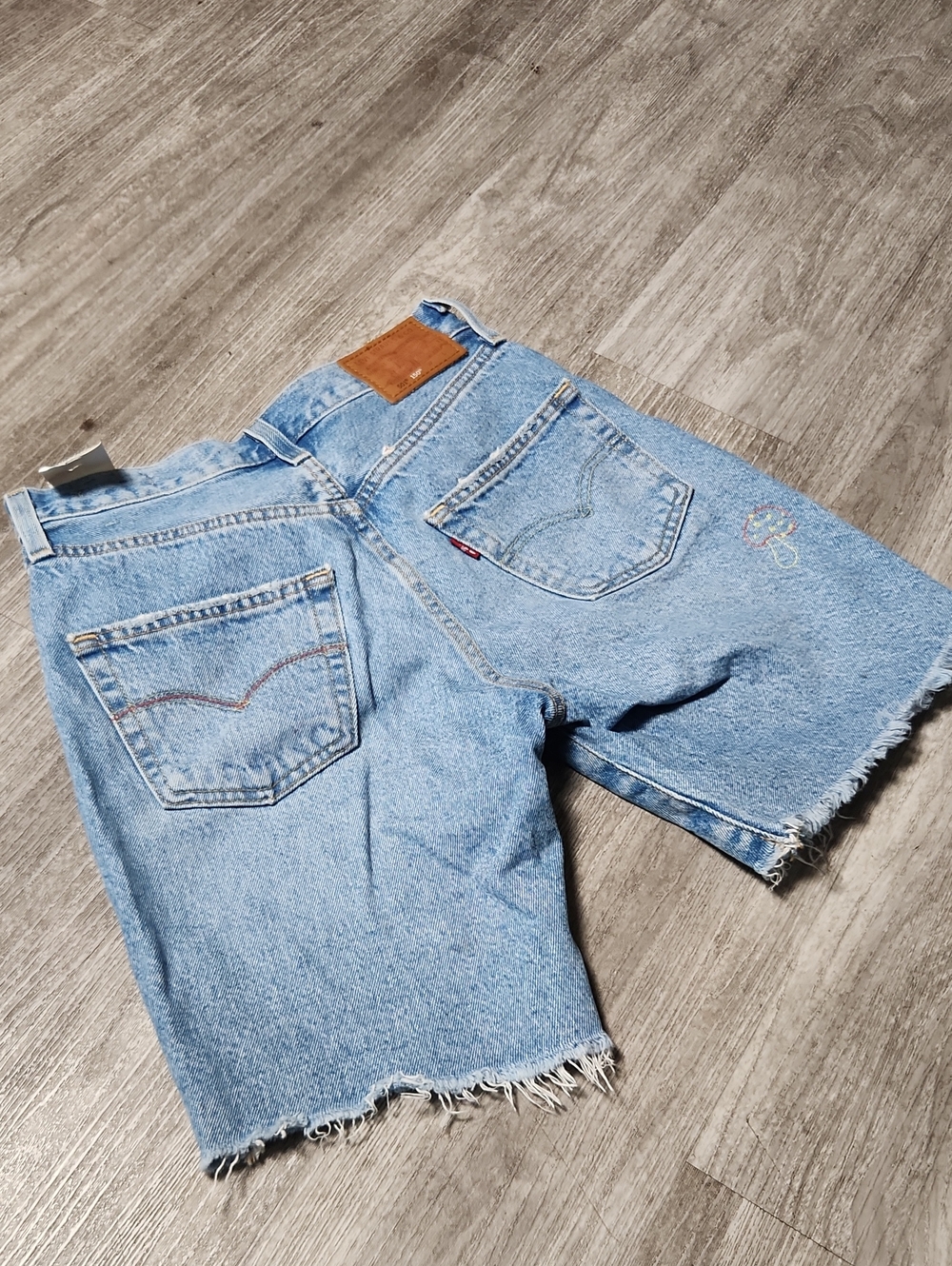 Levis Light Blue Distressed Denim Jean Shorts - Picture 8 of 11
